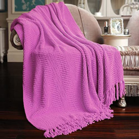 Home Soft Things Purple Throw Blanket Knitted Tweed Throw 50'' x 60'', Rose Bud, Super Soft Cozy Warm Comfortable Breathable Throw for Living Room Chair Couch Bed Sofa Bedroom Home Décor