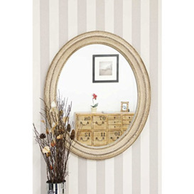 "Large Cream Antique Style Oval Wall Mounted Mirror 36""x 30.5''"