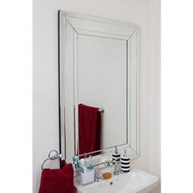 MirrorOutlet Small Black and Silver Contemporary Bevelled Venetian Mirror, 120 x 80