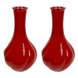 Red Vase with Red Artificial Flowers, Ornaments for Living Room, Window Sill, Home Accessories, 32cm