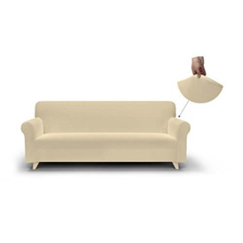 Italian Linen Bed Smooth Elastic Sofa Cover,  Cream - 170 - 240 x 90 - 100 cm