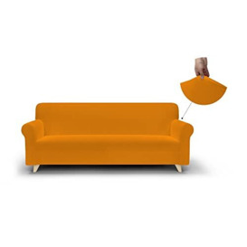 Italian Linen Bed Smooth Elastic Sofa Cover,  Orange - 170 - 240 x 90 - 100 cm