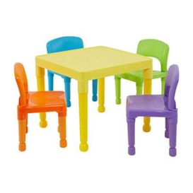 Liberty House Toys Children's Multi-Coloured Table & 4 Chairs Set, H x 51cm W x 43.5 cm D