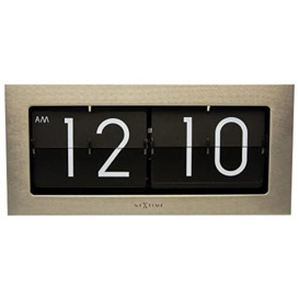 "NeXtime retro-table clock/wall clock ""BIG FLIP"", flipped number clock, metal, gold, 36 x 16,7 cm"