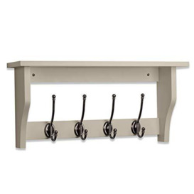 Maine Furniture Co. Lewiston Coat Hook Shelf in French Grey 4 Hooks