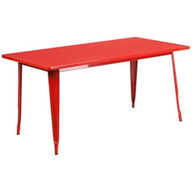 Flash Furniture Rectangular Indoor-Outdoor Table, Metal, Red, 160.02 x 86.36 x 10.16 cm