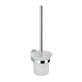 WENKO Power-Loc Toilet Brush Puerto Rico-Fixing Without Drilling, Zinc diecasting, Silver Shiny, 13 x 11.5 x 37 cm