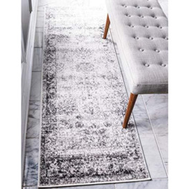 Unique Loom Sofia Collection Area Rug-Traditional Vintage Rug, French Inspired Home Décor (2' 0 x 6' 7 Runner, Gray/Ivory)
