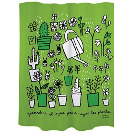 Laroom 12595 Shower Curtain, Polyester, green