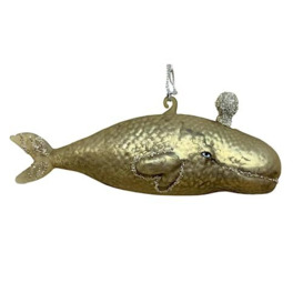 PBK Great Gray Whale Glass Christmas Holiday Ornament