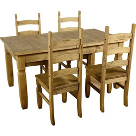Seconique Corona Extending Dining Set (4 Chairs) in Distressed Waxed Pine