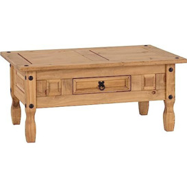 Seconique Corona 1 Drawer Coffee Table in Distressed Waxed Pine