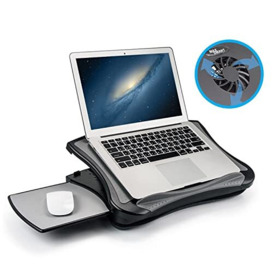 "MAX SMART Ergonomic Computer Laptop Desk Riser Stand Board with Internal Cooling Fan, Cushion, Handle and Adjustable Viewing Angles for 12"" - 17"" Notebook Tablet iPad Laptop"