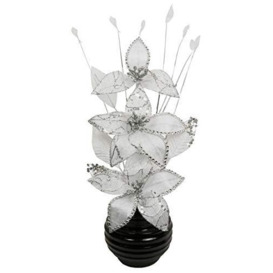Black Vase with White Artificial Flowers, Ornaments for Living Room, Window Sill, Home Accessories, 32cm
