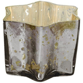 Insideretail Mercury Glass Star Tea Light Holders-with Distressed Gun Metal Foil, 7cm x 7cm x 4.5cm, Set of 6, Charcoal, 7 x 4.5 x 7 cm