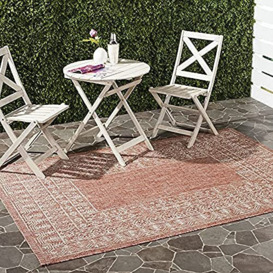 SAFAVIEH Contemporary Rug for Indoor & Outdoor - Courtyard Collection, Short Pile, in Red and Beige color, 160 X 231 cm