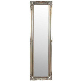 Mirror Large Silver Antique Style Ornate Dress Cheval 5Ft6 X 1Ft6 167cm X 45cm, Wood