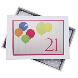 White Cotton Cards 21st Birthday, Mini Photo Album, Neon Glitter Balloons