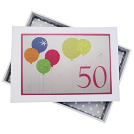 White Cotton Cards 50th Birthday, Mini Photo Album, Neon Glitter Balloons