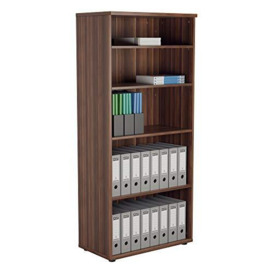 Office Hippo Heavy Duty Bookcase, Robust Book Case, Storage Unit with 4 Adjustable Shelves & Adjustable Feet, Stable Home Office Furniture, Simple To Assemble - Dark Walnut