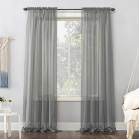 "No. 918 53566 Emily Sheer Voile Rod Pocket Curtain Panel, 59"" x 63"", Charcoal"