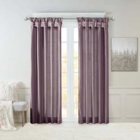 Madison Park Emilia Faux Silk Single Curtain with Privacy Lining, DIY Twist Tab Top, Window Drape for Living Room, Bedroom and Dorm, 50x95, Purple