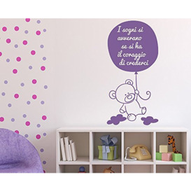 Decoramo Wall Stickers-Teddy Bear Among the Clouds Wall Pvc, Lavender 60 X 30 cm X 0.1 cm