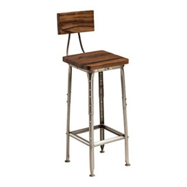 Premier Housewares Industrial Bar Chair, Wood - Silver