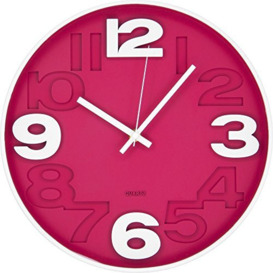 BUVU Wall clock round plastic quartz 30x30: Red matt ZH09827-200U