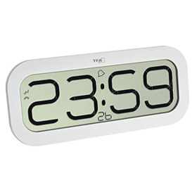 TFA Dostmann Digital Radio-Controlled Clock BimBam, 60.4514.02, with Hourly Chime (Big Ben, Bells, Birds, Cuckoo, Singing Bowl), Large Display, White, 32.1 x 2.8 x 14 cm