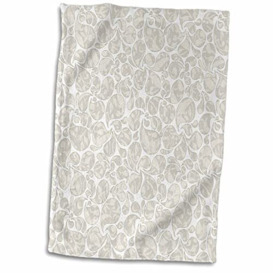 3dRose Pale Grey Paisley Towel, White, 15 x 22-Inch