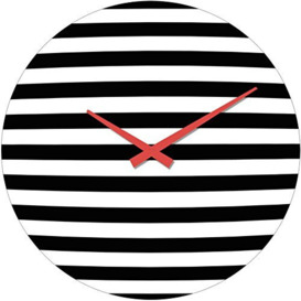 BUVU Design glass wall clock 34X34 quartz round: Black and White Stripes VM13AV030B