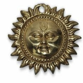 Zap Impex Religious gifts sun tapestry wall hanging ornament brass Indian home decoration, 5.5 inches Golden