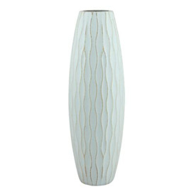 Stonebriar - SB-5076B Vintage Textured Pale Ocean Blue Tall Wooden Vase
