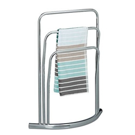 Relaxdays Curvy 3 Rails, Size: 85 x 66 x 20 cm Free Rack Towel Holder Made of Metal in Stainless Steel Look as Bathroom Stand, Silver, 20 x 66 x 85 cm