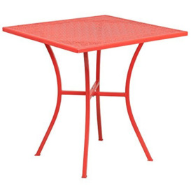 "Flash Furniture Oia Commercial Grade Outdoor Steel Patio Table, Coral, 28"" Square"