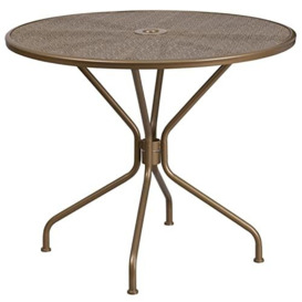 "Flash Furniture 35.25RD Steel Patio Table, Metal, Gold, 35.25"" Round"