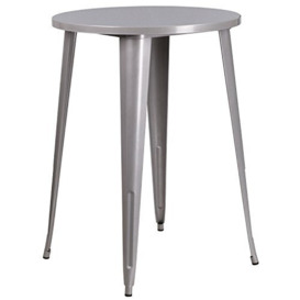 "Flash Furniture 30RD Metal Outdoor Bar Table, Silver, 30"" Round"