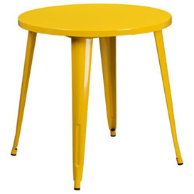 Flash Furniture Round Indoor-Outdoor Table, Metal, Yellow, 77.47 x 77.47 x 12.7 cm