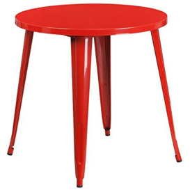 "Flash Furniture Commercial Grade 30"" Round Metal Indoor-Outdoor Table, Red"