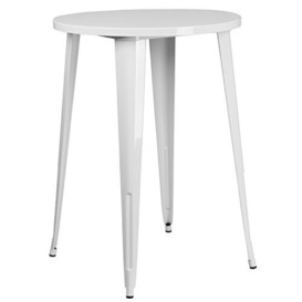 "Flash Furniture Commercial Grade 30"" Round Metal Indoor-Outdoor Bar Height Table, White"