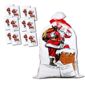 eBuyGB Giant Plastic Father Christmas Santa Sack, Large Stocking Bag for Presents and Gifts, 75 x 50 cm, Pack of 12