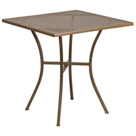 "Flash Furniture Oia Commercial Grade Outdoor Steel Patio Table, Metal, Gold, 28"" Square"