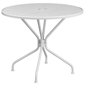 "Flash Furniture 35.25RD Steel Patio Table, Metal, White, 35.25"" Round"