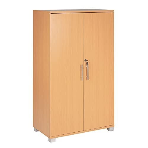 MMT Furniture Designs Ltd Beech Office Storage Cupboard Bookcase Filing Stationary Locking Cabinet 4 Shelves