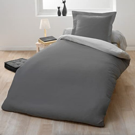 Home Passion 60003 Duvet 140 x 200 cm 57 Yarns Cotton Dark Grey/Light Grey Linen, Pack of 2