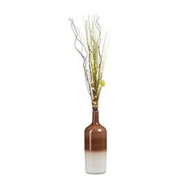 Relaxdays XL Deco Vase in Retro Design, Floor Vase 46 cm, with Colour Gradient, in Bottle Shape, Size: 46 x 15.5 x 15.5 cm, Brown / White