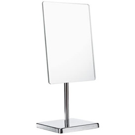 Axentia Cosmetic Mirror Pedestal Mirror Rectangular Table Mirror with Base Bathroom Vanity Mirror, Silver