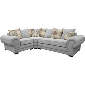 Corner Sofa Verona Fabric Left or Right Grey Brown Cream Designer Scatter Cushions Living Room Furniture (Left, Light Grey)