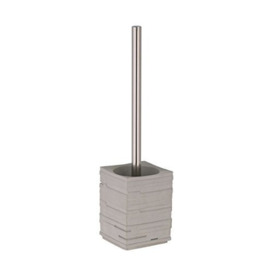 Axentia Toilet Brush and Holder Set San Diego - Decorative Square Toilet Brush Holder in Concrete Stone Design in Beige - Toilet Bowl Brush Incl in Steel